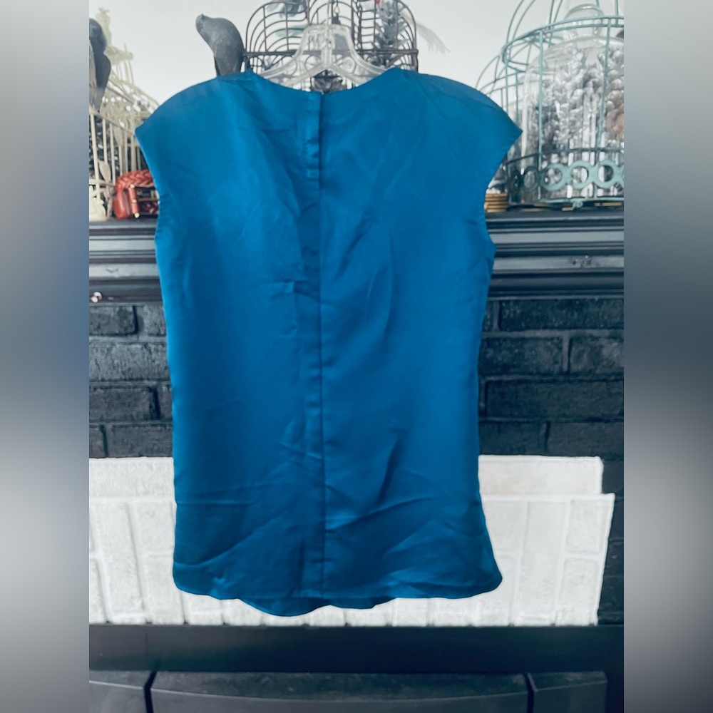 Boss Jewel Toned Sapphire Blue Satin Blouse - Picture 13 of 16